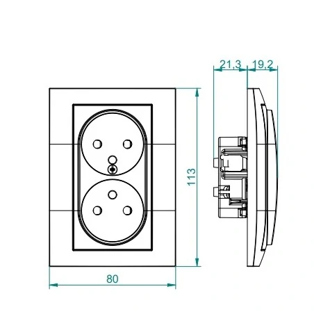 Gniazda-podwojne-podtynkowe - czarne gniazdo podwójne z uziemieniem w ramce kompletne carla 1735-09  elektro-plast 