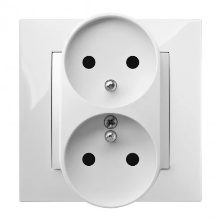 Gniazda-podwojne-podtynkowe - białe gniazdo podwójne z uziemieniem modułowe carla 1743-00  elektro-plast 