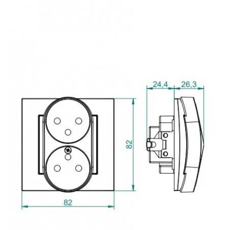 Gniazda-podwojne-podtynkowe - czarne gniazdo podwójne z uziemieniem modułowe carla 1743-09  elektro-plast 