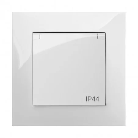 Gniazda-pojedyncze-podtynkowe - białe gniazdo pojedyncze z białą klapką hermetyczne ip44 carla 1736-00  elektro-plast 
