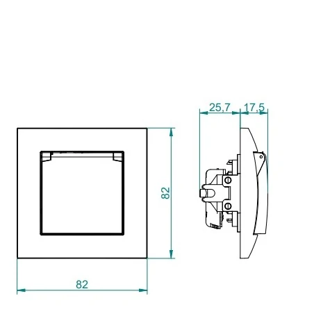 Gniazda-pojedyncze-podtynkowe - czarne hermetyczne gniazdo do łazienki ip44 carla 1736-09  elektro-plast 
