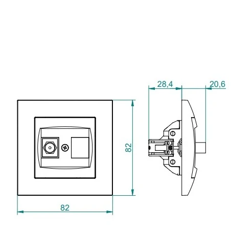 Gniazda-antenowe - czarne gniazdo antenowe typu f carla 1786-09  elektro-plast 