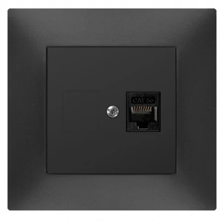 Gniazda-komputerowe - czarne gniazdo komputerowe informatyczne rj45 kat.5e carla 1748-09  elektro-plast 
