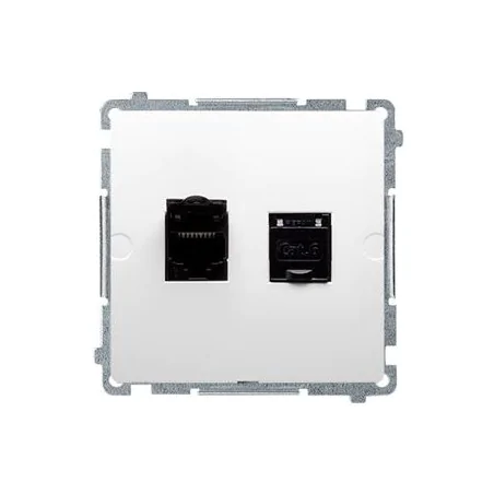 Gniazda-komputerowe - gniazdo komputerowe podwójne rj45 kat6, z przesłoną białe bm62.01/11 simon basic kontakt-simon 