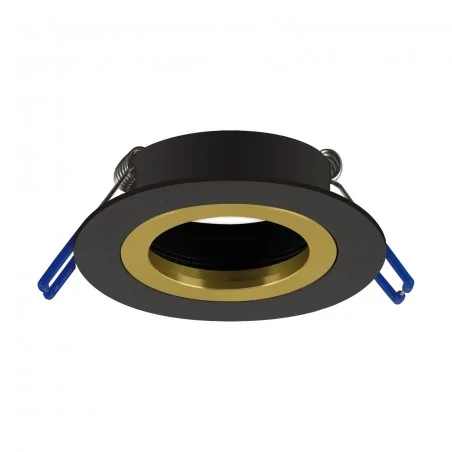 Oprawy-sufitowe-stale - 04237 ozdobne oczko sufitowe podtynkowe czarno-złote stałe gu10 pluto c ideus 