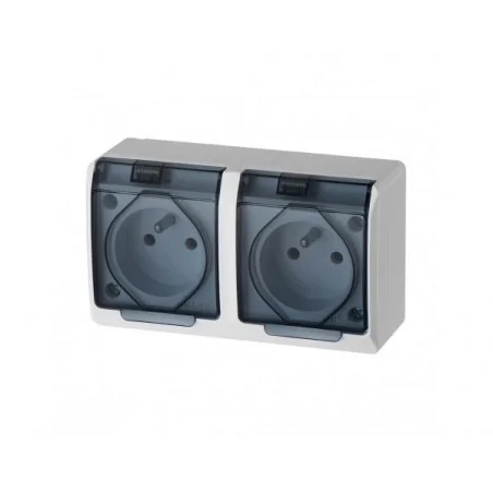 Gniazda-podwojne-natynkowe - 0322-01 hermes gniazdo podwójne natynkowe z przydymioną klapką ip44 elektro-plast 