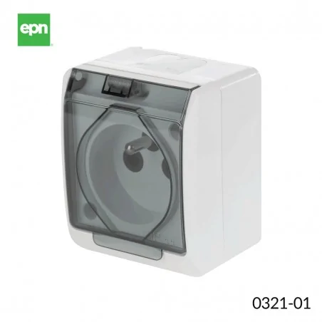 Gniazda-pojedyncze-natynkowe - 0321-01 hermes gniazdo pojedyncze natynkowe z dymną klapką ip44 elektro-plast 