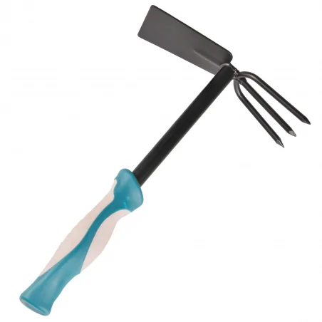 Narzedzia-ogrodowe - mała ogrodowa motyka z grabkami z ergonomiczną rękojeścią 324061 polux 