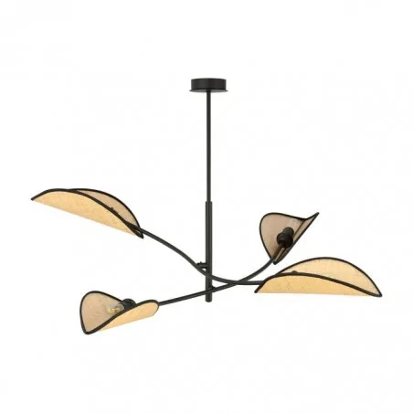 Lampy-sufitowe - poczwórna lampa wisząca czarna + ratan e14 4x40w petalo ad-ld-6302b-bre14rt orno 
