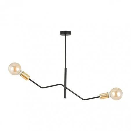 Lampy-sufitowe - loftowa lampa wisząca czarno-złota e27 2x60w giro ad-ld-6305b-ce27 orno 
