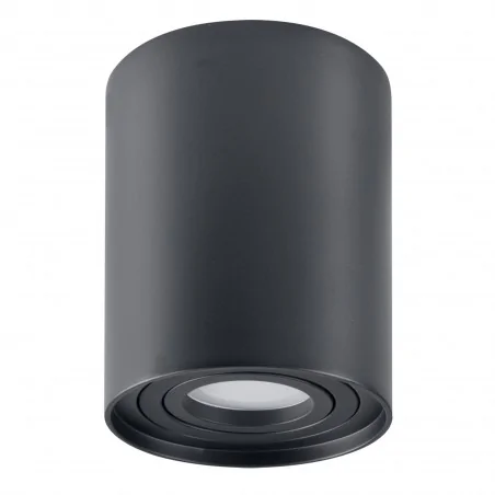 Oprawy-sufitowe - 318480 oprawa sufitowa natynkowa czarna okrągła tuba z żarówką gu10 w komplecie orion r1 polux 