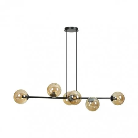 Lampy-sufitowe - nowoczesna lampa wisząca czarno-złota 6x40w e14 leto ad-ld-6313b-ce14sp orno 