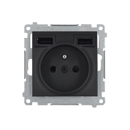 Gniazda-pojedyncze-podtynkowe - gniazdo z ładowarką usb 2,1a + 16a czarny mat simon 54 dgz1zusb2aa.01/49 kontakt simon 