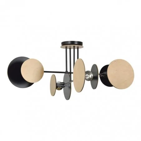 Lampy-sufitowe - efektowna lampa wisząca czarny/drewno 4x60w e27 rita  ad-ld-6320be27 orno 