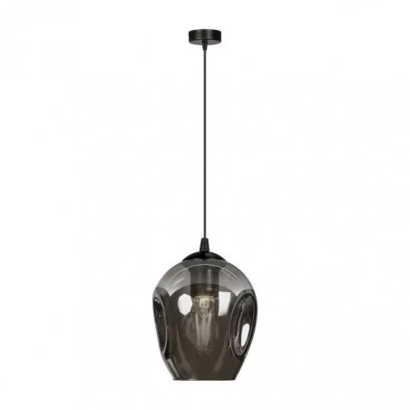 Lampy-sufitowe - grafitowo - czarna lampa wisząca szklana e27 60w iris ad-ld-6326b-gre27sp orno 
