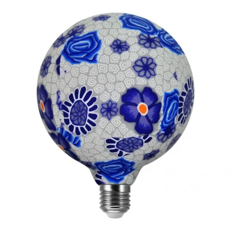 Zarowki-dekoracyjne - żarówka dekoracyjna led z kwiatowym motywem 4w glob folk blue g125 e27 2200k 360° 311320 polux 