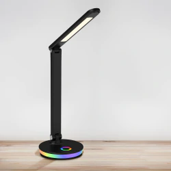 Lampki-biurkowe - czarna lampka biurkowa led neptun 7w 4000k+rgb 325044 polux 