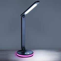 Lampki-biurkowe - czarna lampka biurkowa led neptun 7w 4000k+rgb 325044 polux 
