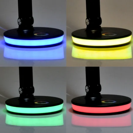 Lampki-biurkowe - czarna lampka biurkowa led neptun 7w 4000k+rgb 325044 polux 