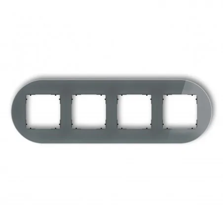 Ramki-poczworne - ramka poczwórna okrągła z efektem szkła grafitowa z czarnym spodem icon 28-12-irso-4 karlik 