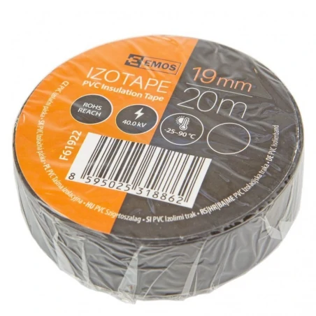 Tasmy-izolacyjne - taśma izolacyjna do kabli 19mmx20m czarna krążek f619222 emos 