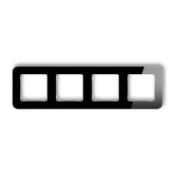 Ramki-poczworne - ramka poczwórna zaokrąglona z efektem szkła czarna z białym spodem icon 12-0-irsz-4 karlik