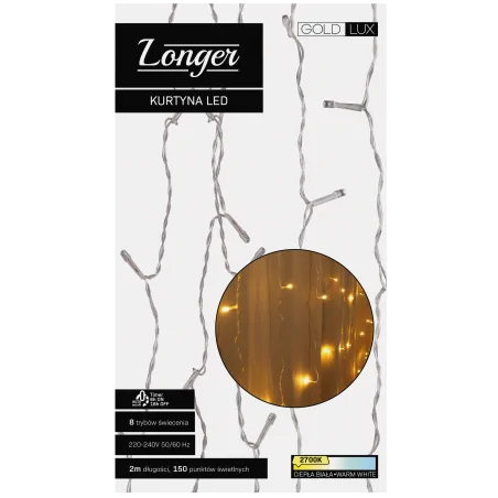 Oswietlenie-choinkowe - kurtyna led longer 50 diod z ciepłym światłem 1900k 325129 polux 