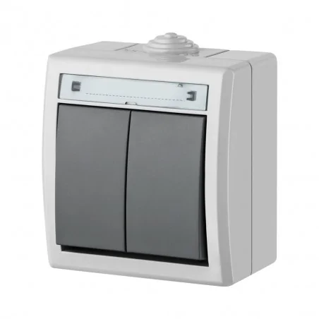 Wylaczniki-podwojne - 1202-10 aquant włącznik podwójny świecznikowy ip55 hermetyczny szary elektro-plast 