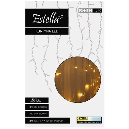 Oswietlenie-choinkowe - kurtyna led estella 50 diod z ciepłym światłem 1900k 325136 polux 