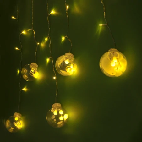 Oswietlenie-choinkowe - kurtyna świetlna led z ciepłym światłem wisząca dekoracja na okno wish balls 325143 polux/goldlux 