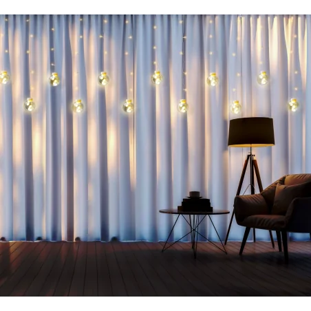 Oswietlenie-choinkowe - kurtyna świetlna led z ciepłym światłem wisząca dekoracja na okno wish balls 325143 polux/goldlux 