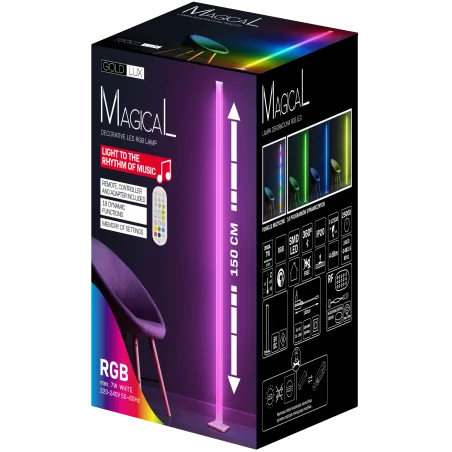 Lampy-stojace - lampa podłogowa led magical rgb z pilotem 325211 polux 