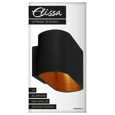 Kinkiety-do-salonu - czarno-złoty kinkiet elissa g9 324412 polux 