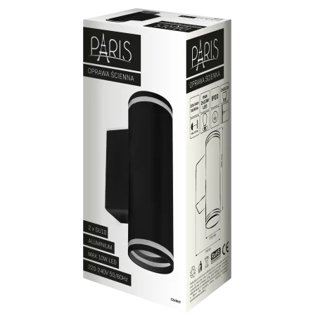 Kinkiety-do-salonu - czarny kinkiet paris 2xgu10 324382 polux 