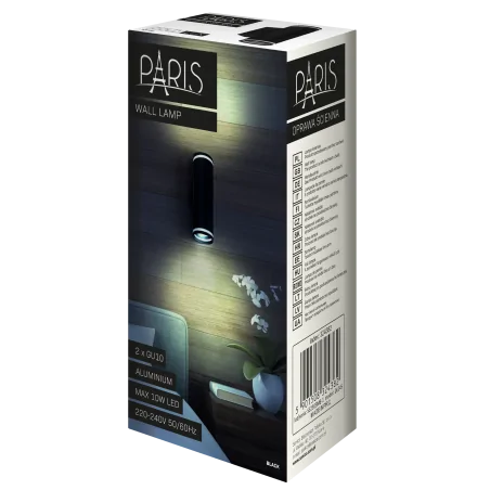 Kinkiety-do-salonu - czarny kinkiet paris 2xgu10 324382 polux 