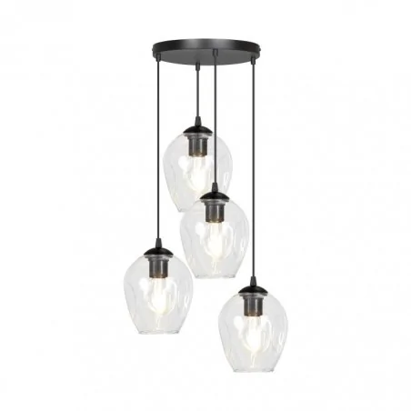 Lampy-sufitowe - poczwórna lampa wisząca czarna-transparentna 4xe27 60w iris ad-ld-6328b-tre27sp orno 