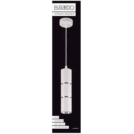 Oswietlenie-sufitowe - biała wisząca lampa bamboo gu10 324399 polux 