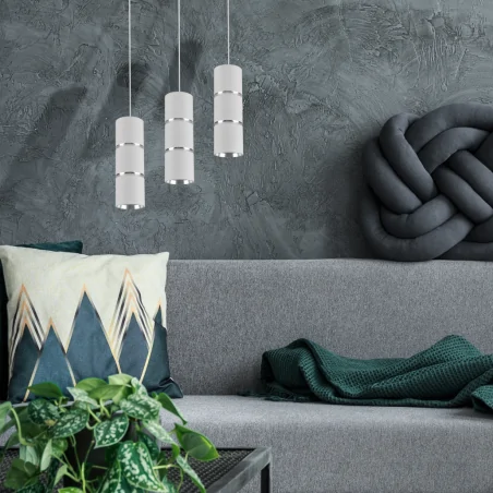 Oswietlenie-sufitowe - biała wisząca lampa bamboo gu10 324399 polux 