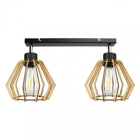 Lampy-sufitowe - lampa ścienno - sufitowa drewniana boho e27 2x60w solin ad-ld-6383be27d orno 