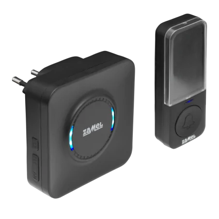 Dzwonki-do-drzwi-bezprzewodowe - czarny bezprzewodowy dzwonek do kontaktu z przyciskiem kinetycznym salsa ii st-965 zamel 