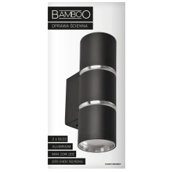 Kinkiety-do-salonu - czarny kinkiet bamboo 2xgu10 324344 polux 