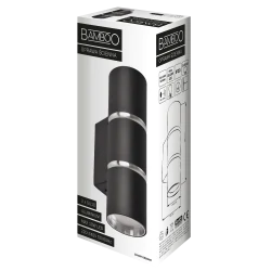 Kinkiety-do-salonu - czarny kinkiet bamboo 2xgu10 324344 polux 