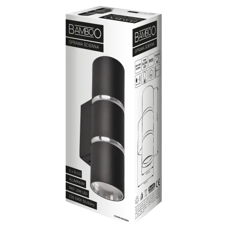 Kinkiety-do-salonu - czarny kinkiet bamboo 2xgu10 324344 polux 