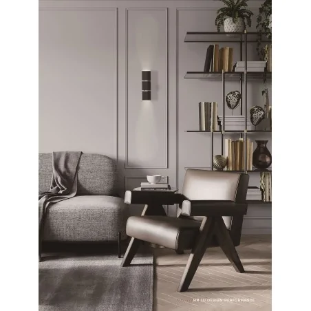 Kinkiety-do-salonu - czarny kinkiet bamboo 2xgu10 324344 polux 