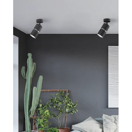 Kinkiety-do-salonu - czarna lampa ścienno-sufitowa z ruchomym kloszem bamboo gu10 324573 polux 