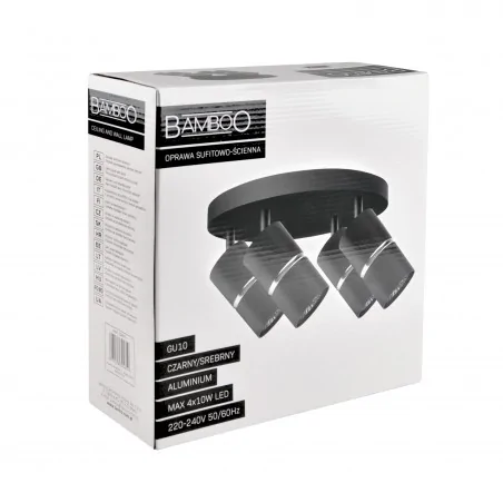 Oswietlenie-sufitowe - czarny plafon bamboo 4xgu10 324610 polux 