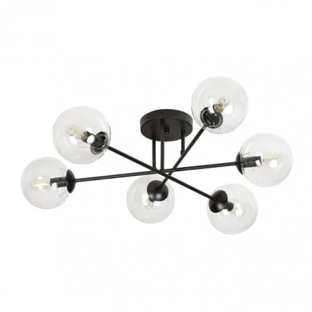 Lampy-sufitowe - czarna lampa sufitowa 6 szklanych kloszy e14 40w bari ad-ld-6330b-tre14sp orno 