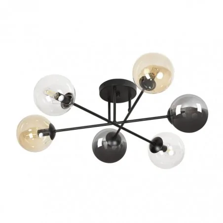 Lampy-sufitowe - kolorowa lampa sufitowa szklana 6x40w e14 bari ad-ld-6330b-fce14sp orno 