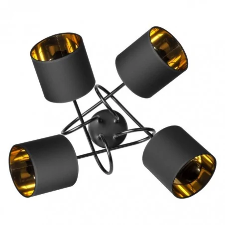 Lampy-sufitowe - czarna lampa wisząca poczwórna e27 60w vigo ad-ld-6356be27t orno 