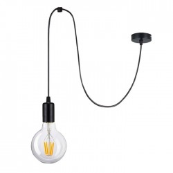 Lampy-sufitowe - lampa wisząca czarna regulowana e27 1x60w lino ad-ld-6358be27 orno